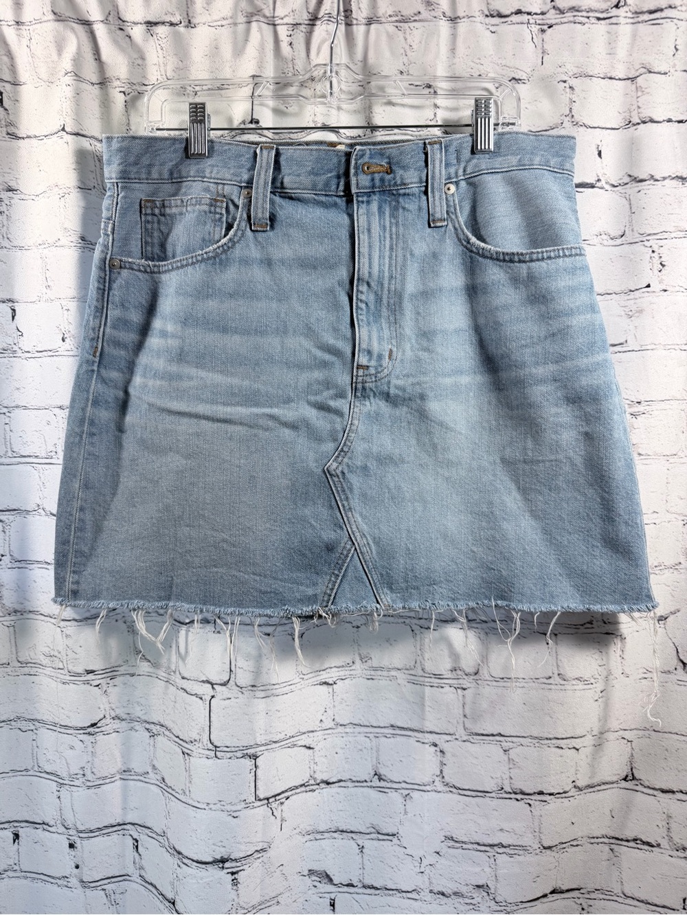 Madewell Rigid Denim A-Line Light Wash Denim Mini Skirt